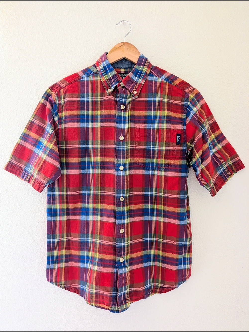 Woolrich Plaid Short-Sleeve Button-Down Shirt Mens S